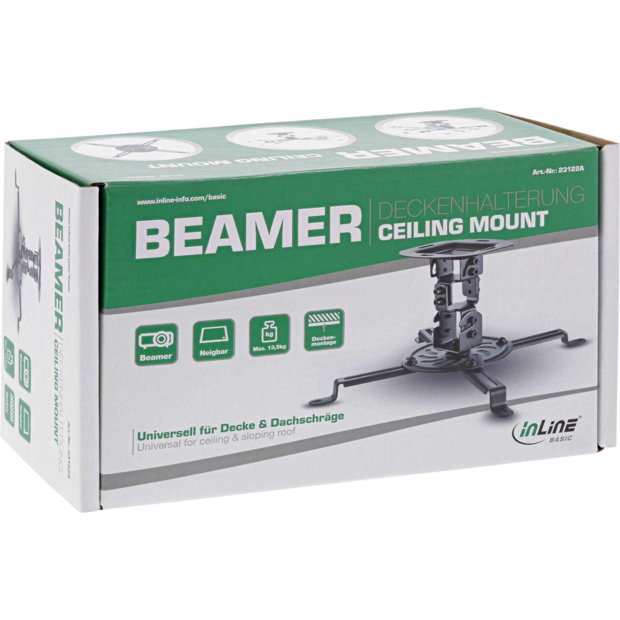 InLine® Basic Beamer Deckenhalterung, 15cm, max. 13,5kg-4