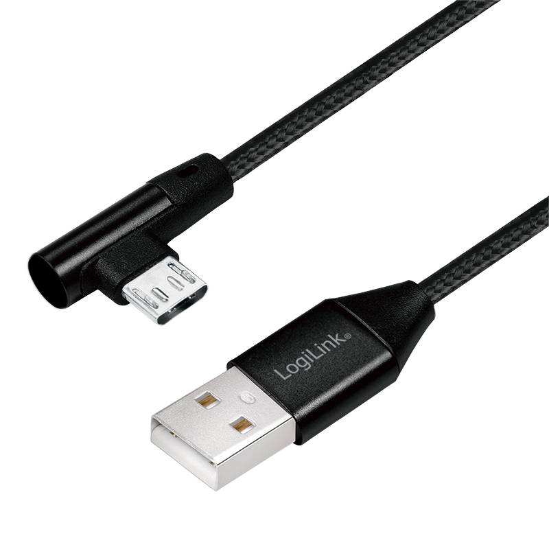 LogiLink USB 2.0 zu micro-USB (90° gewinkelt) Stecker, 1m-0