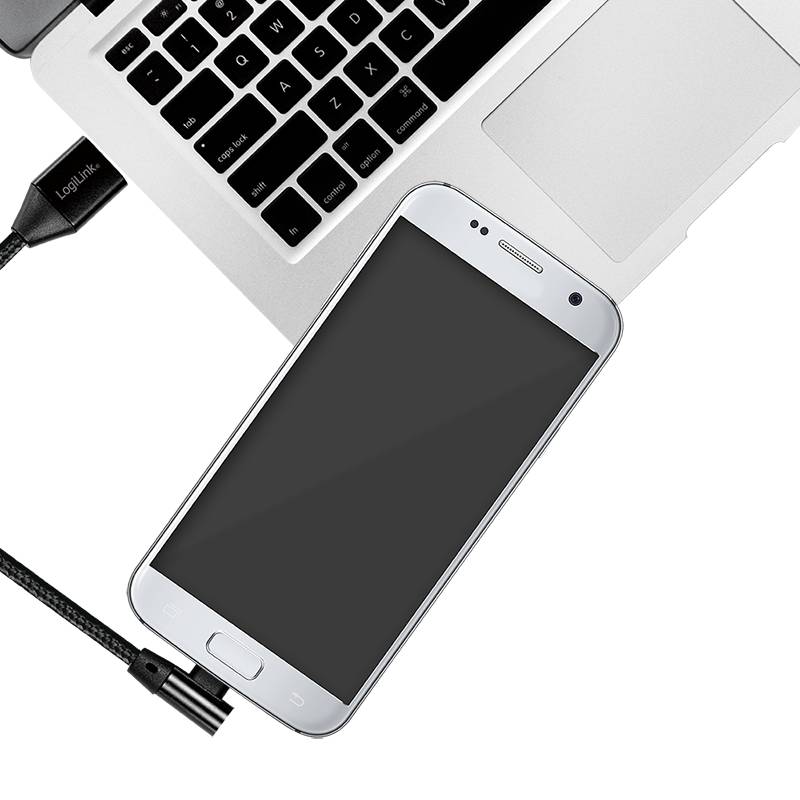 LogiLink USB 2.0 zu micro-USB (90° gewinkelt) Stecker, 1m-3