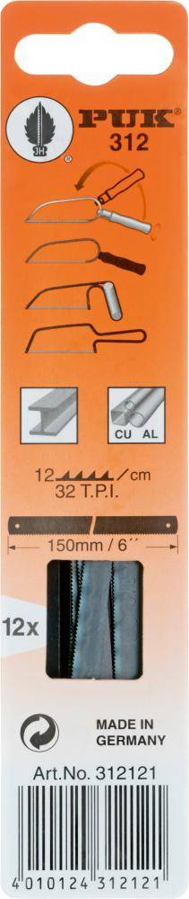 Metallsägeblatt 312 L.150mm ZpZ 32 1-s.12 St./Karte PUK-0