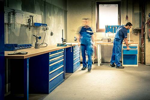 Reihenwerkbank Breite 1500 mm, R18-24, Schubladenblock mit 4 x Schublade-3