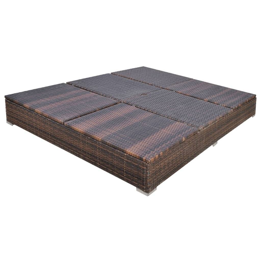 vidaXL Outdoor-Loungebett mit Sonnenschirm Poly Rattan Braun-6