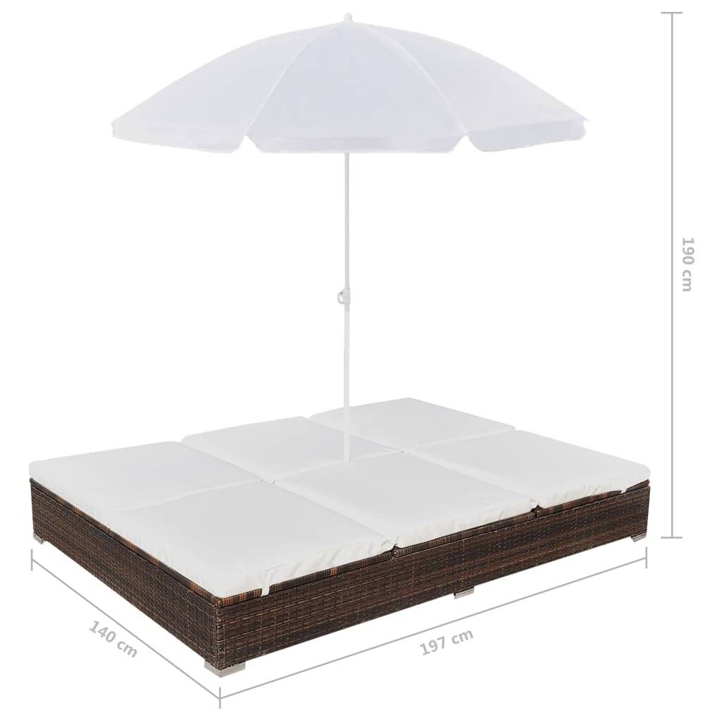 Symbolbild für vidaXL Outdoor-Loungebett mit Sonnenschirm Poly Rattan Braun