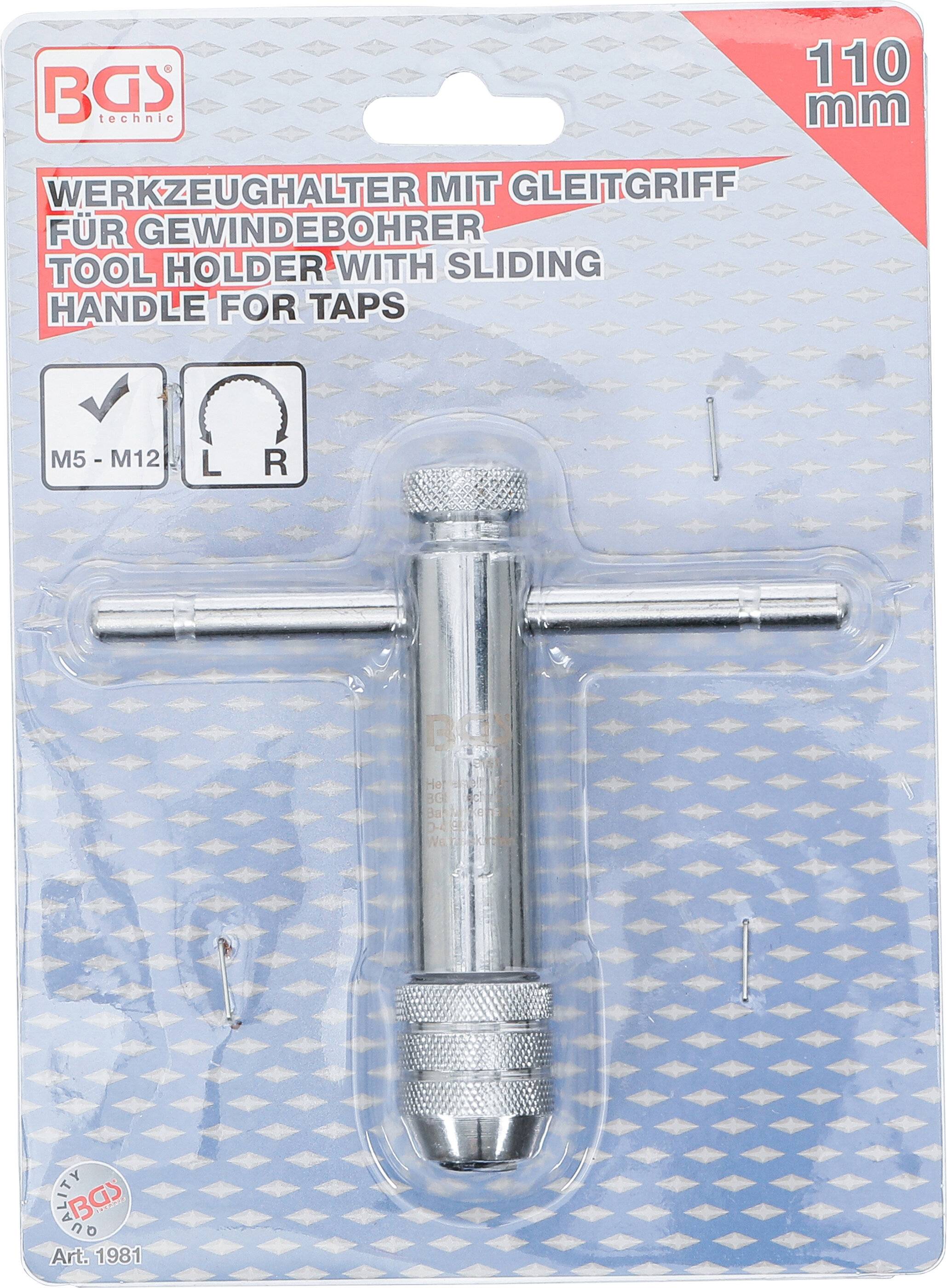 Werkzeughalter mit Gleitgriff für Gewindebohrer M5 - M12 110 mm-3