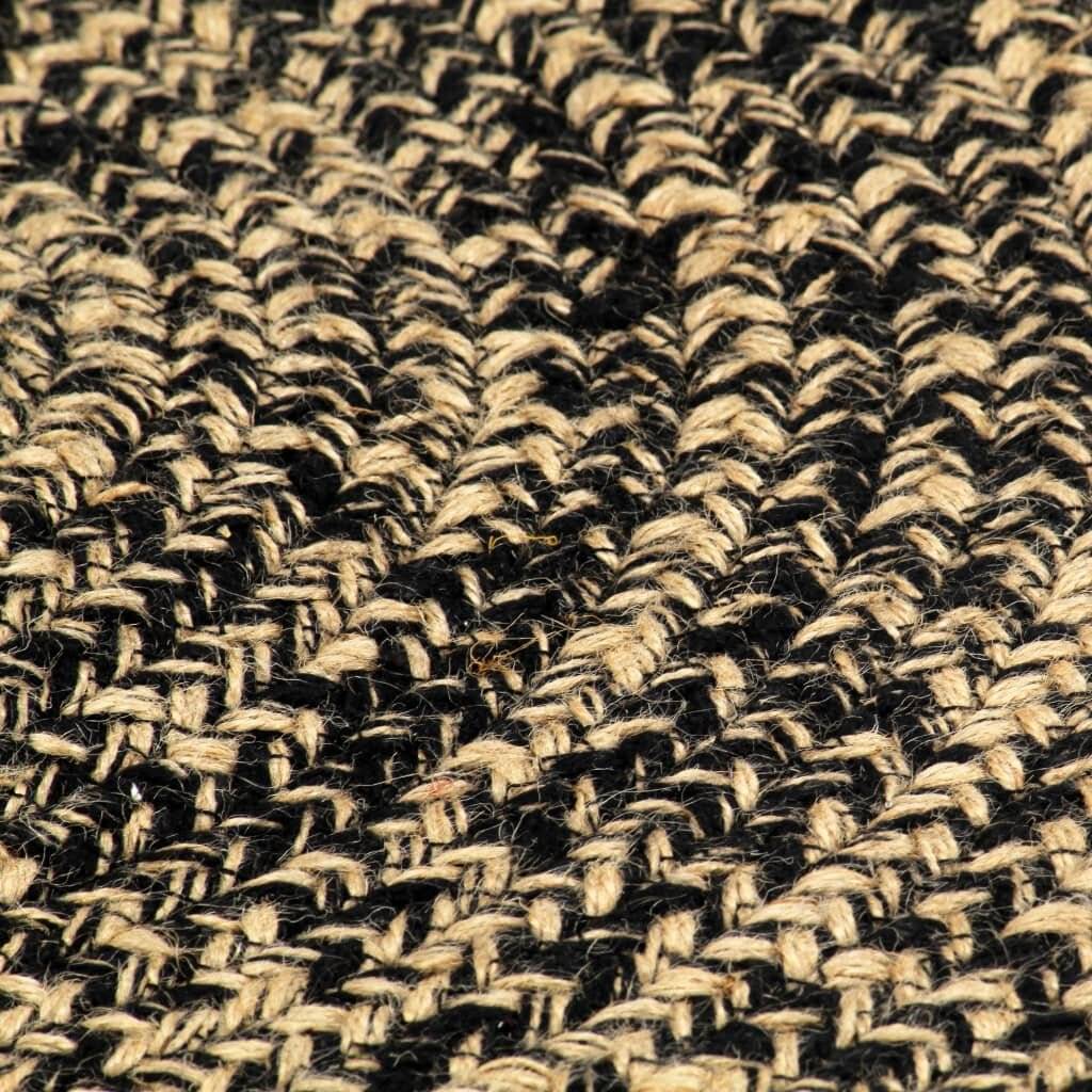 Teppich Handgefertigt Jute Schwarz und Braun 180 cm-1