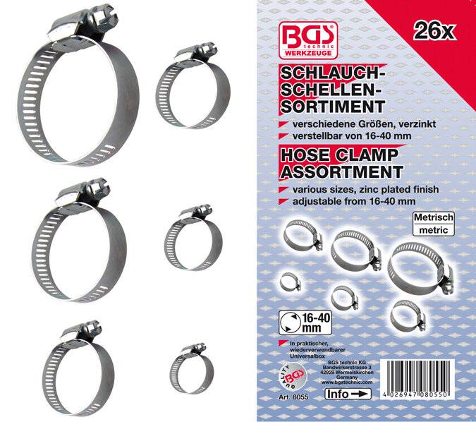 Schlauchklemmen-Sortiment Ø 16 - 40 mm 26-tlg.-0