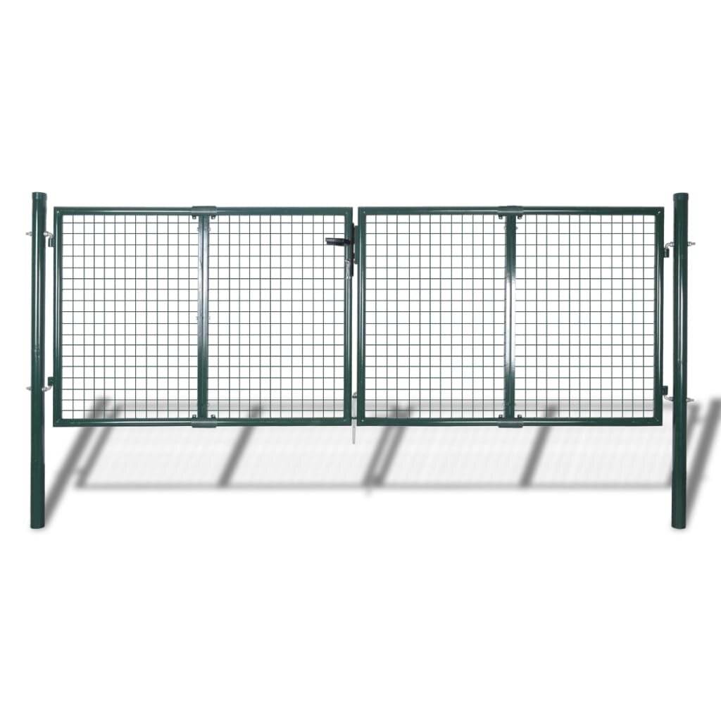 Gartenzaun Tor 289x100 cm/306x150 cm Stahl Grün-0