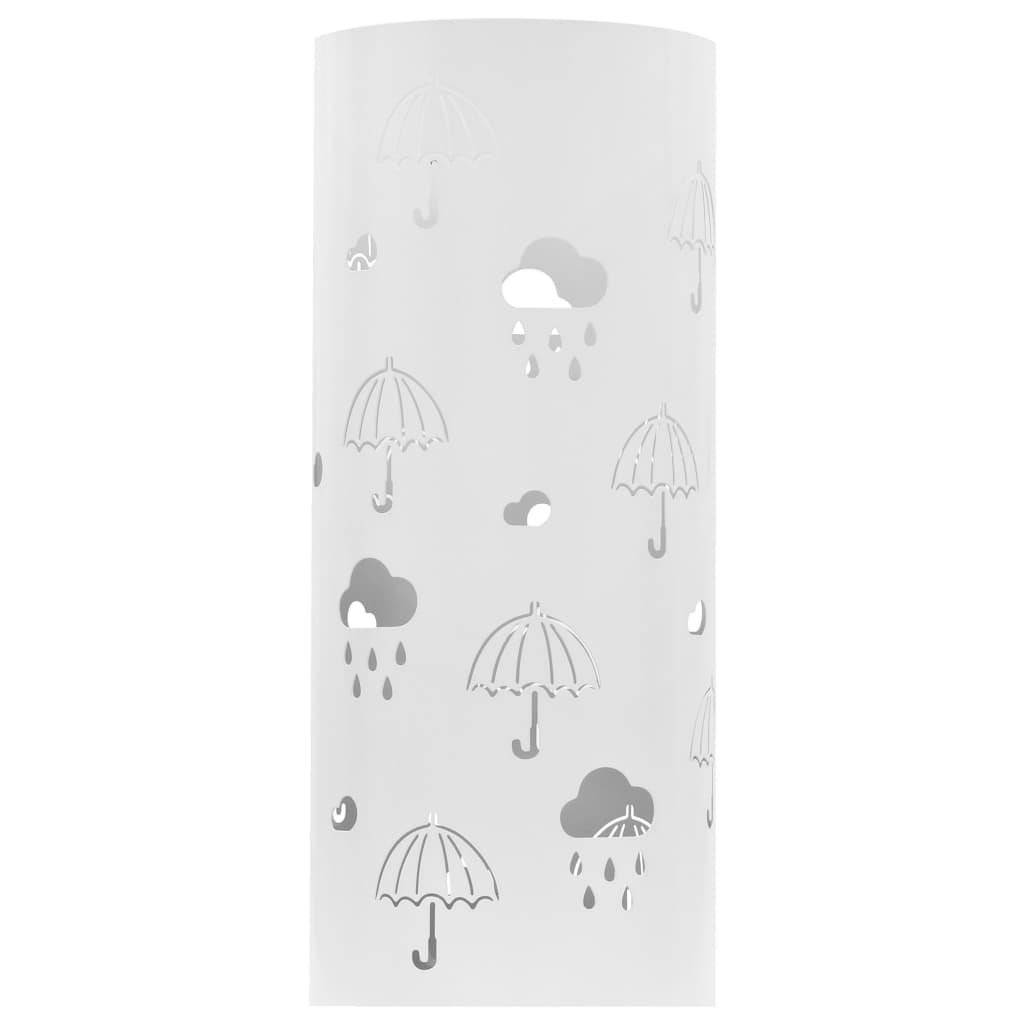 vidaXL Regenschirmständer Regenschirm-Motiv Stahl Weiß-1