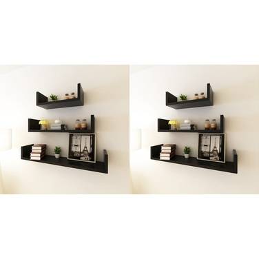 Wandregale 6 Stk. Schwarz