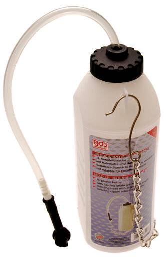 Bremsenentlüfterflasche - 1L Kunstoff-Flasche - mit Haltekette und Haken-2