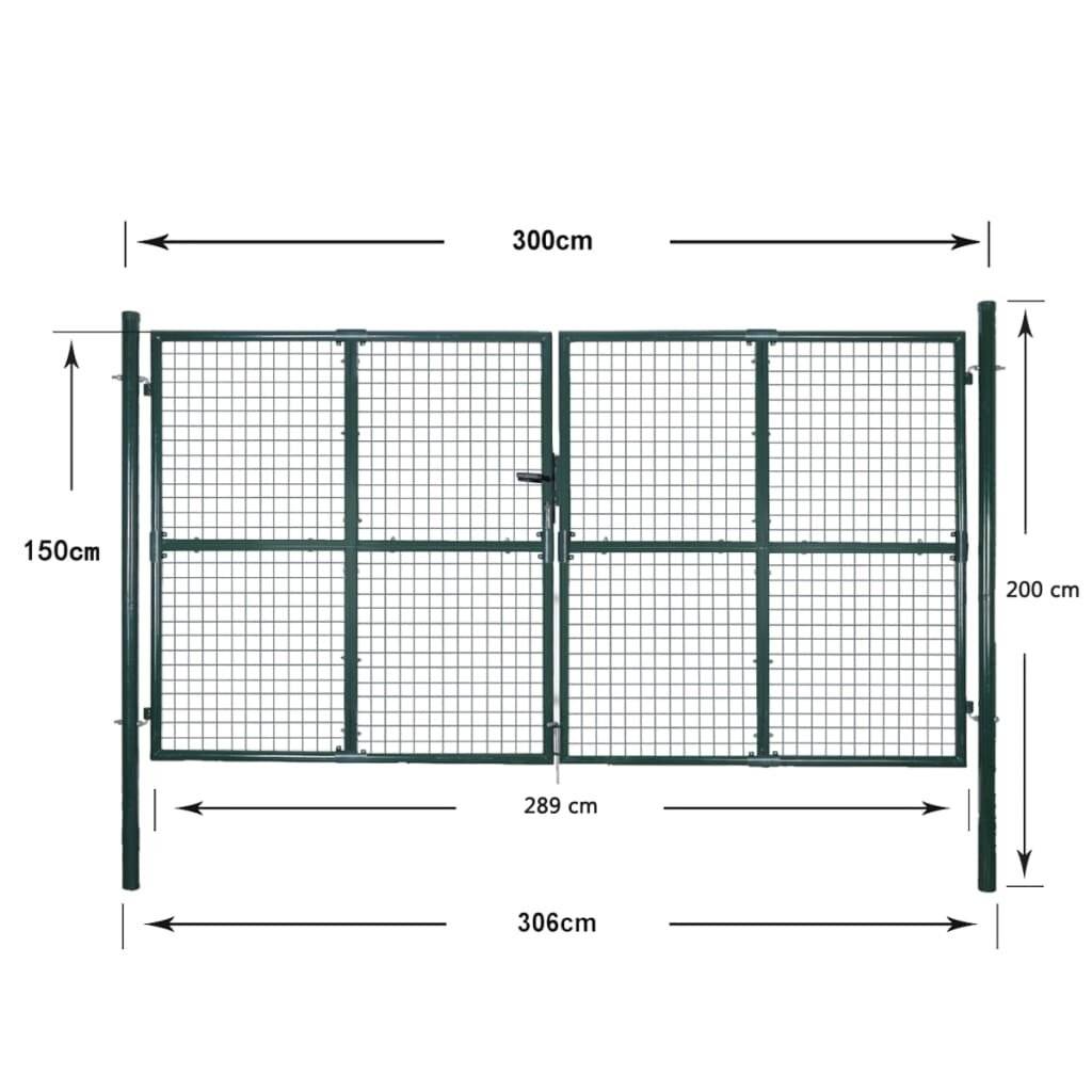 Symbolbild für vidaXL Doppeltür-Gartentor 300x150 cm pulverbeschichteter Stahl