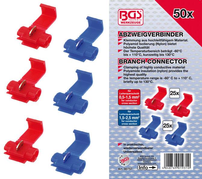 BGS Abzweigverbinder-Sortiment 50tlg. - 80757-4