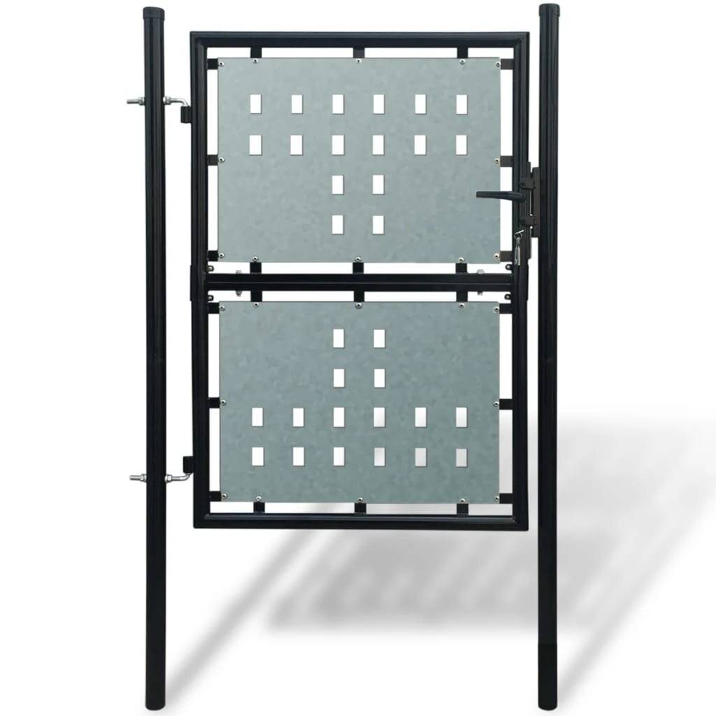 vidaXL Schwarzes Einzeltor für Zäune 100 x 150 cm-5