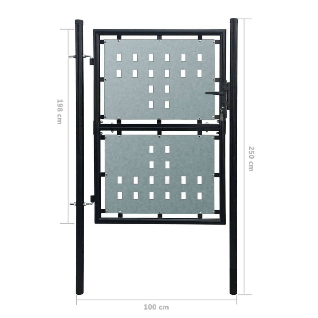 Zauntor Gartentor Einzeltor schwarz 100 x 250 cm-4