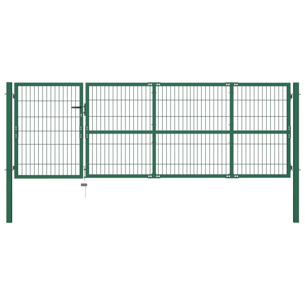 vidaXL Gartentor mit Pfosten 350x100 cm Stahl Grün-5