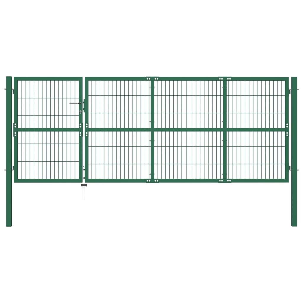 vidaXL Gartentor mit Pfosten 350x120 cm Stahl Grün-5