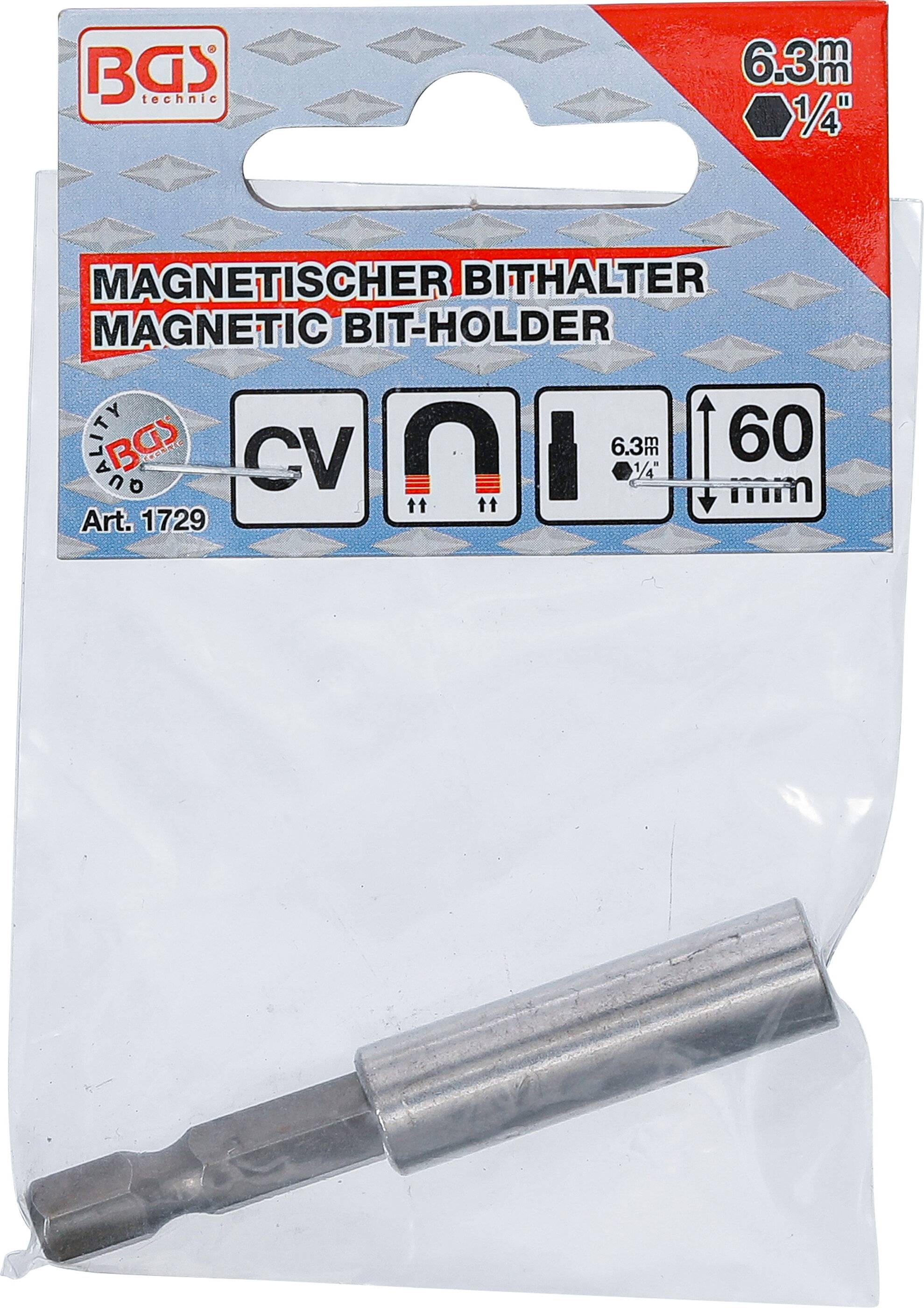 Magnetischer Bithalter Abtrieb Außensechskant 6,3 mm (1/4") 60 mm-3
