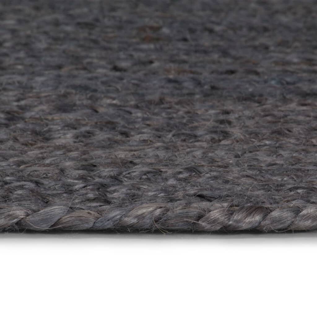 Teppich Handgefertigt Jute Rund 240 cm Dunkelgrau-2