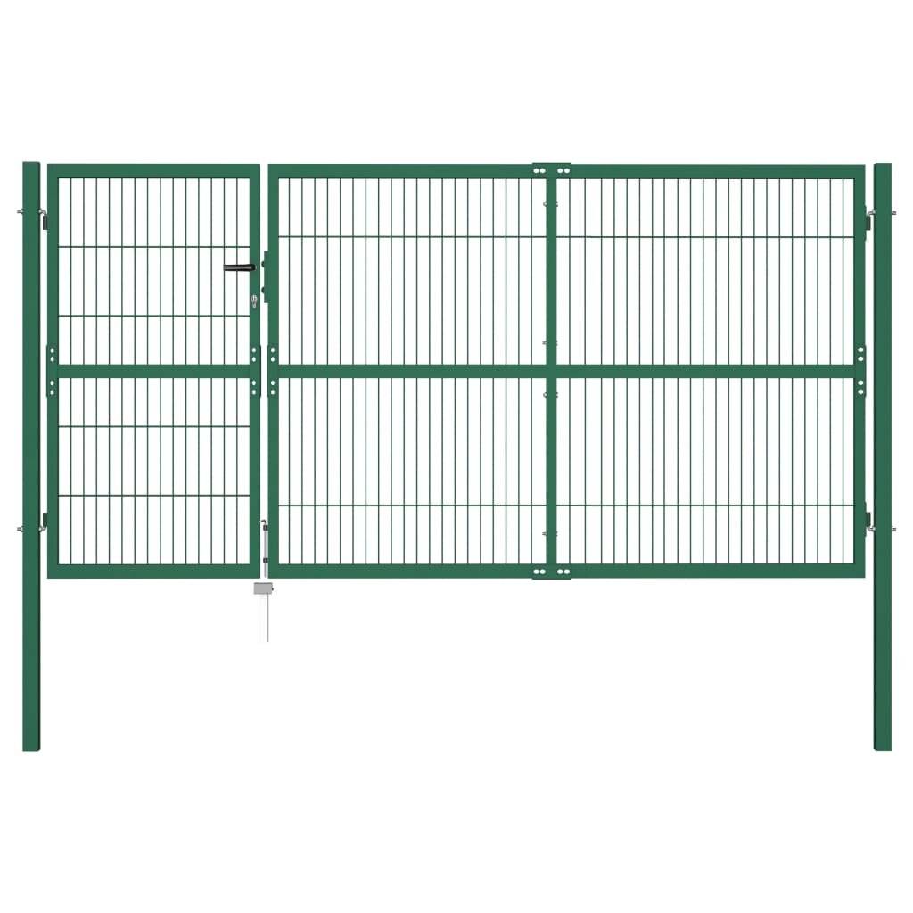 vidaXL Gartentor mit Pfosten 350x140 cm Stahl Grün-5