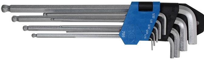 Innensechskant-Winkelschlüssel-Set 9-teilig - in Zoll mit den Größen 1/16" bis 3-0