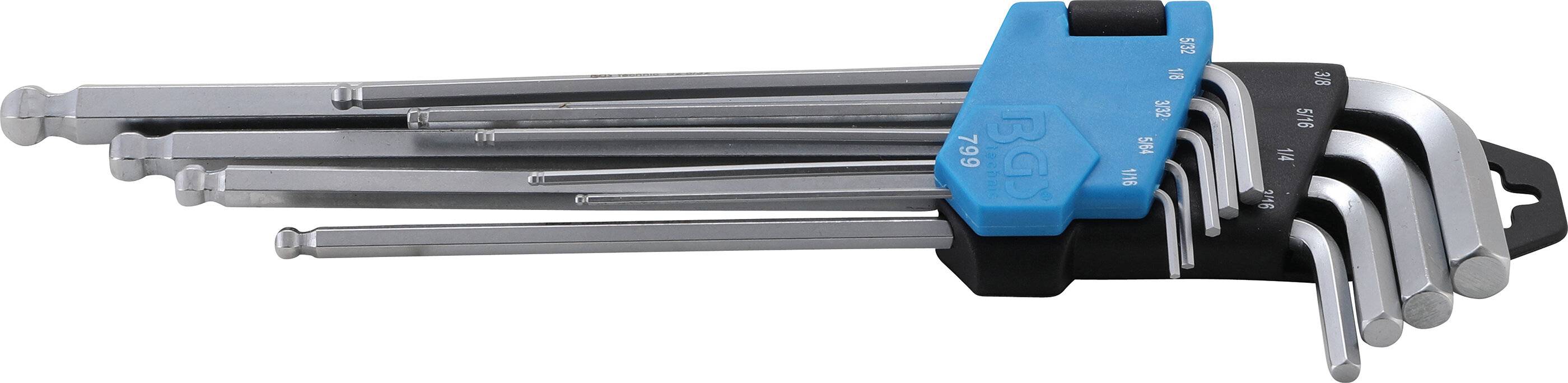 Innensechskant-Winkelschlüssel-Set 9-teilig - in Zoll mit den Größen 1/16" bis 3-1