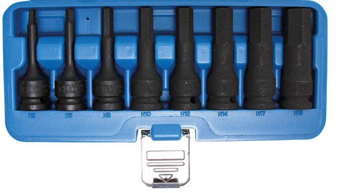 Kraft-Bit-Einsatz-Satz Antrieb innenvierkant 12,5 mm (1/2") Innensechskant 5 - 19 mm 8-tlg.-0