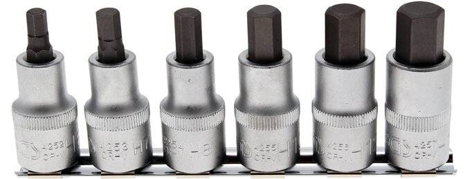 Bit-Einsatz-Satz Antrieb Innenvierkant 12,5 mm (1/2") Innensechskant 6 - 14 mm 6-tlg.