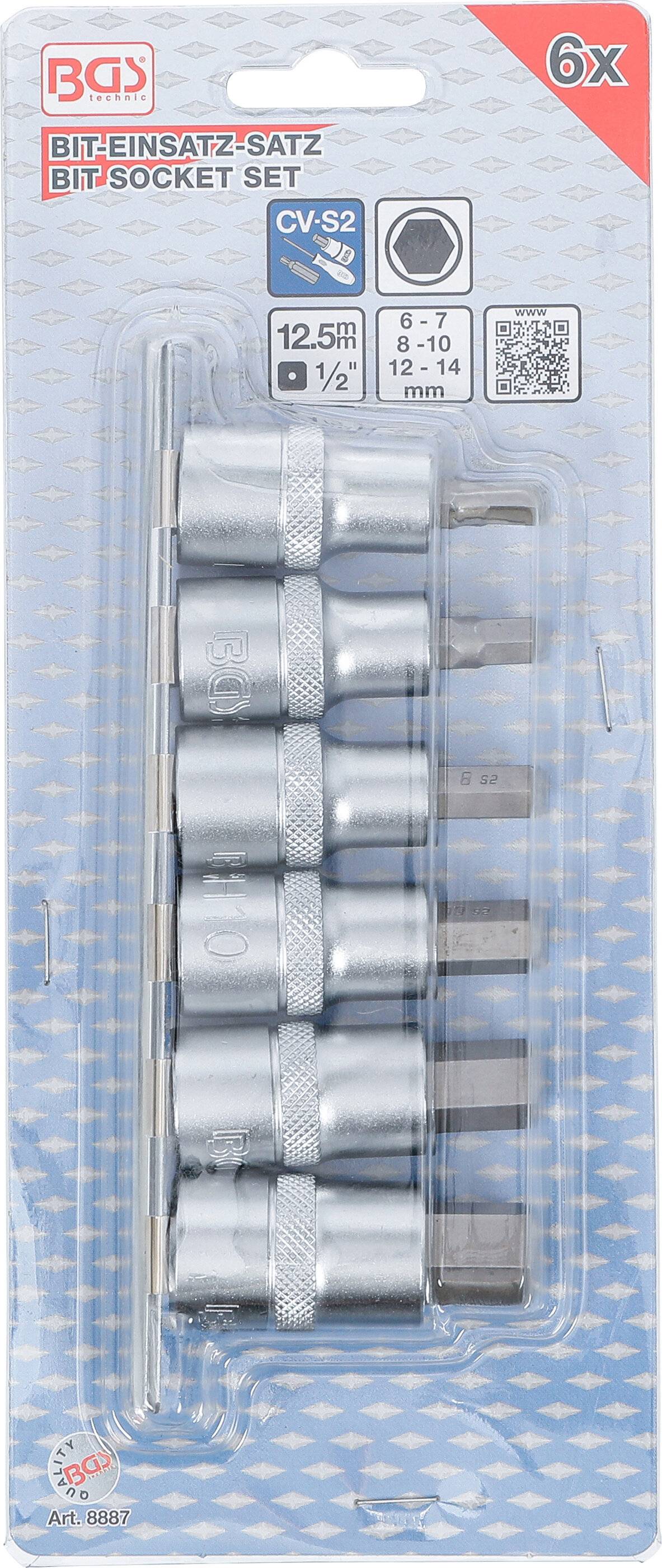 Bit-Einsatz-Satz Antrieb Innenvierkant 12,5 mm (1/2") Innensechskant 6 - 14 mm 6-tlg.-4