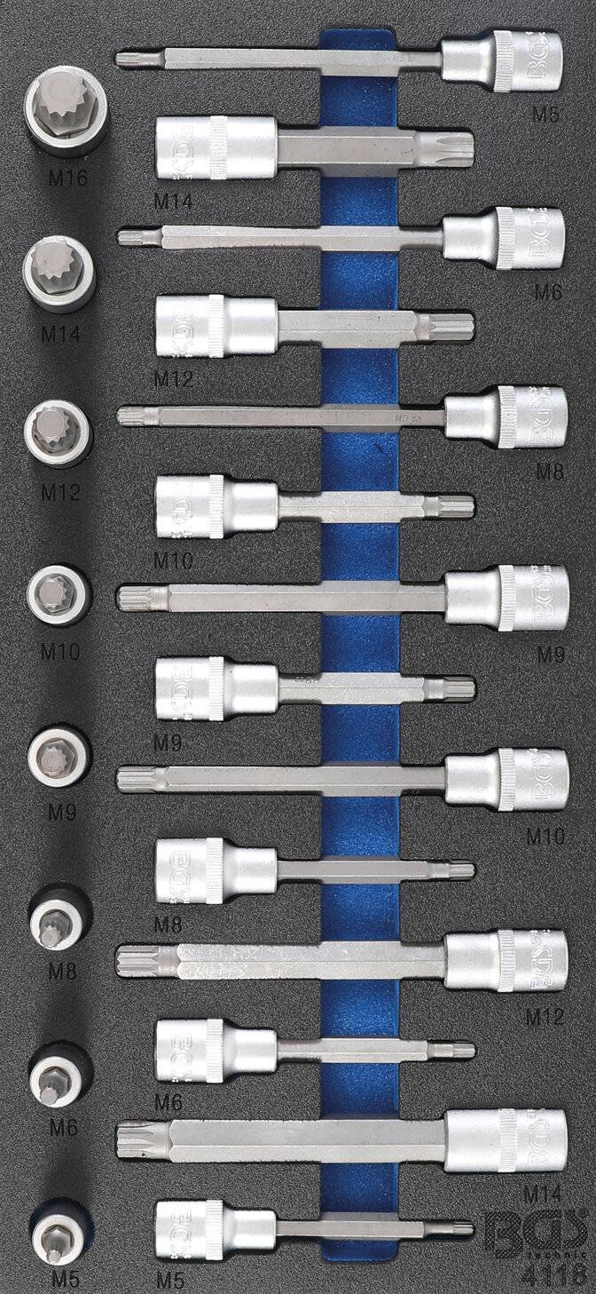 Werkstattwageneinlage 1/3: Bit-Einsatz-Satz Antrieb Innenvierkant 12,5 mm (1/2") Innenvielzahn (für-1