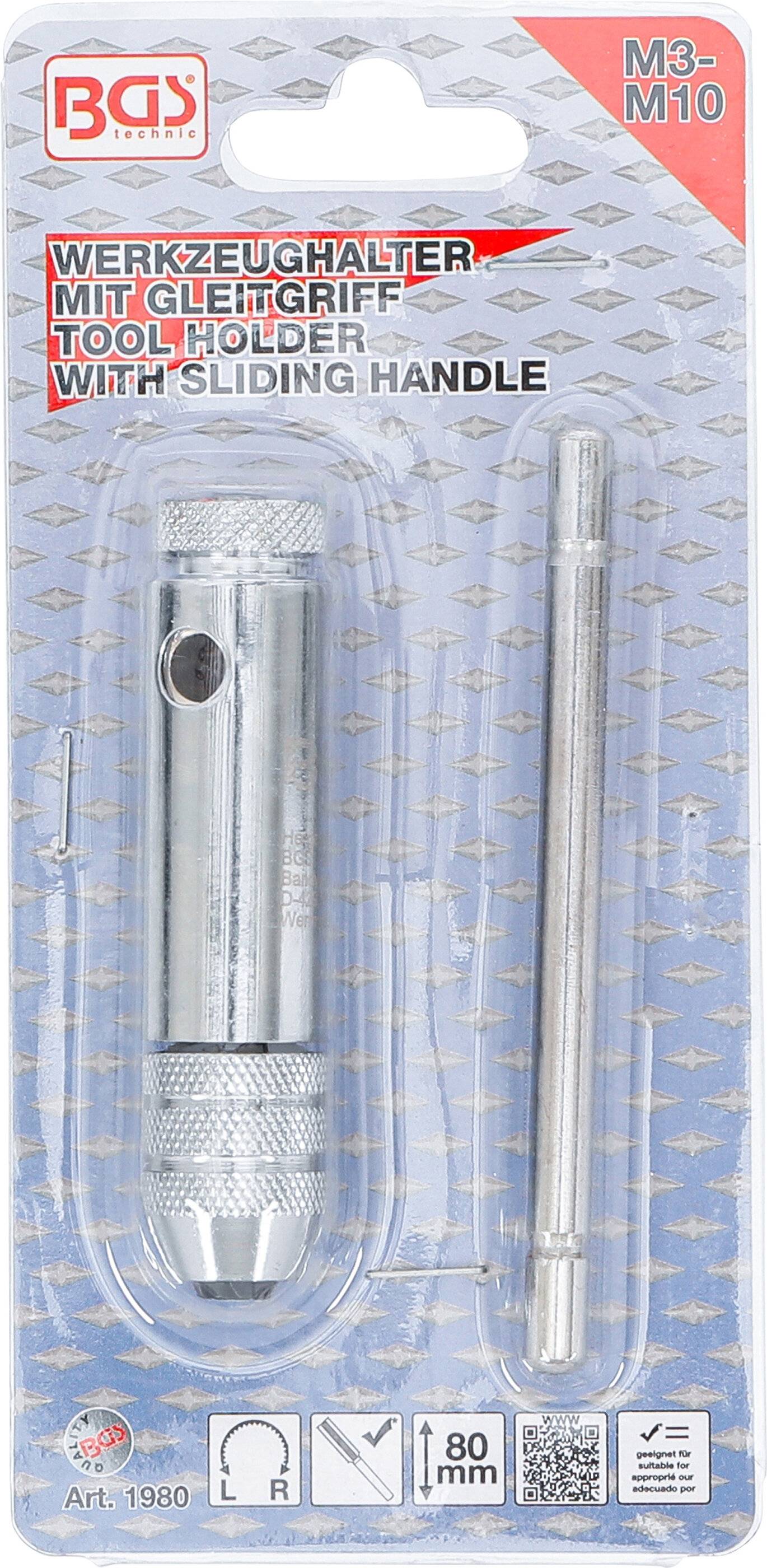 BGS 1980 Werkzeughalter mit Gleitgriff für Gewinde bohrer, M3 - M10, 80 mm-7