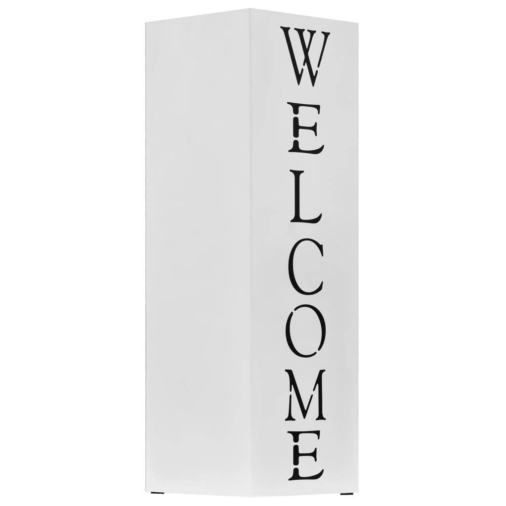 vidaXL Regenschirmständer Welcome Stahl Weiß-1