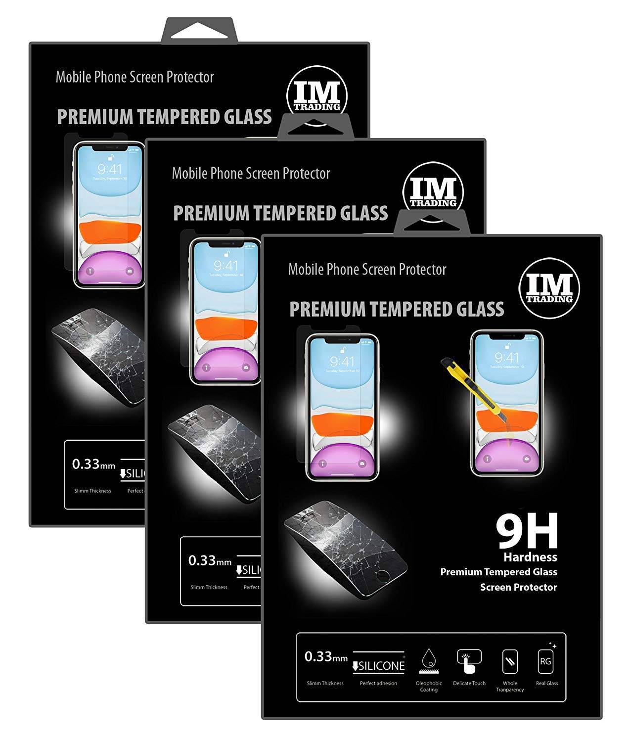 cofi1453 3X Panzer Schutz Glas 9H Tempered Glass Display Schutz Folie Display Glas Screen kompatibel mit iPhone 11-0