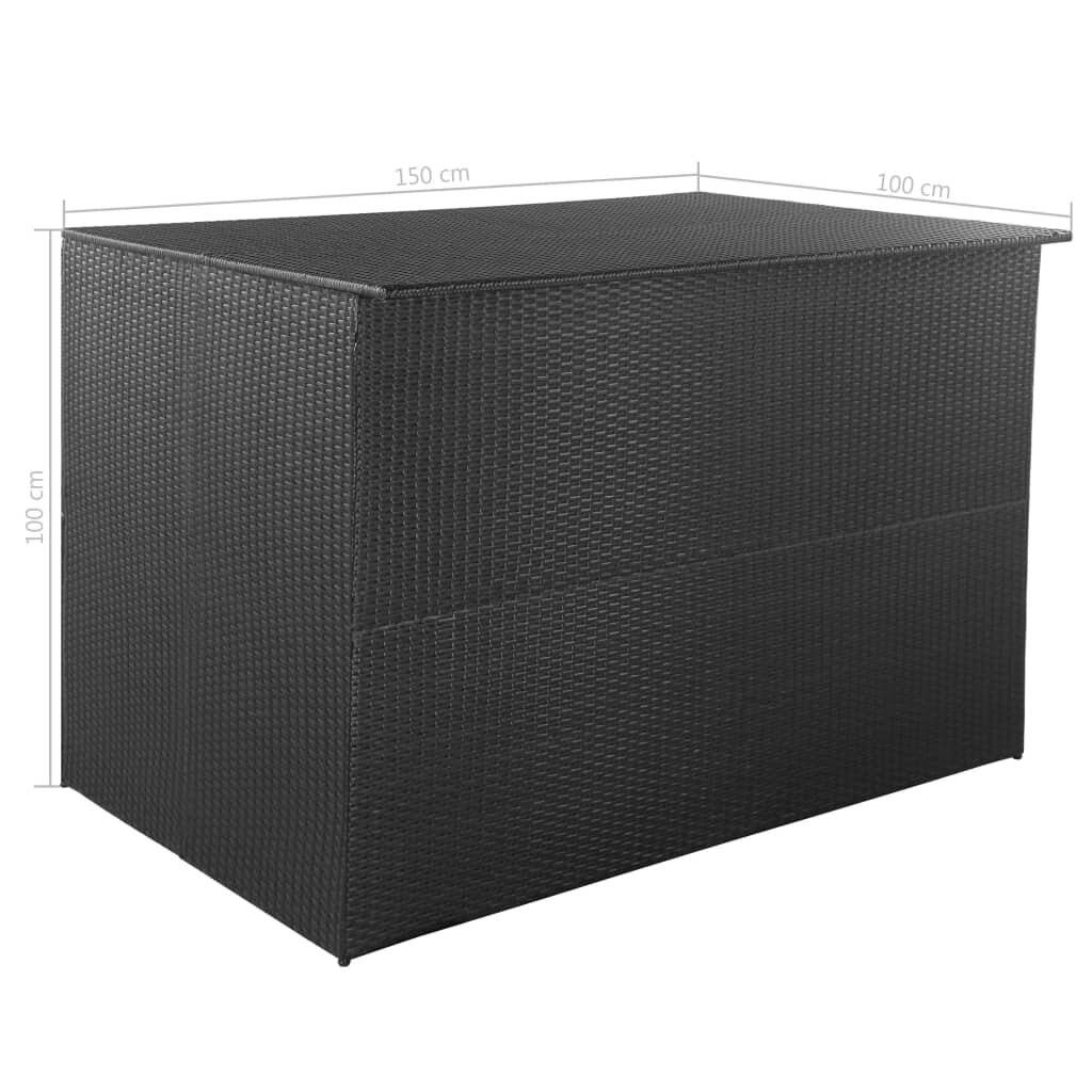 vidaXL Garden-Auflagenbox Schwarz 150x100x100 cm Poly Rattan-6