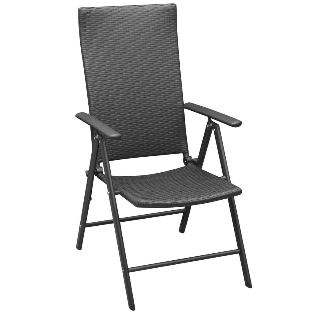 Stapelbare Gartenstühle 2 Stk. Poly Rattan Schwarz-1