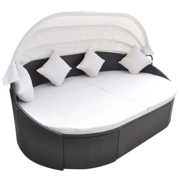 Garten-Sonneninsel mit Sonnendach Poly Rattan Braun