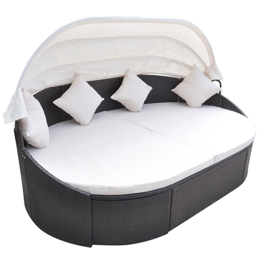 Garten-Sonneninsel mit Sonnendach Poly Rattan Braun-0