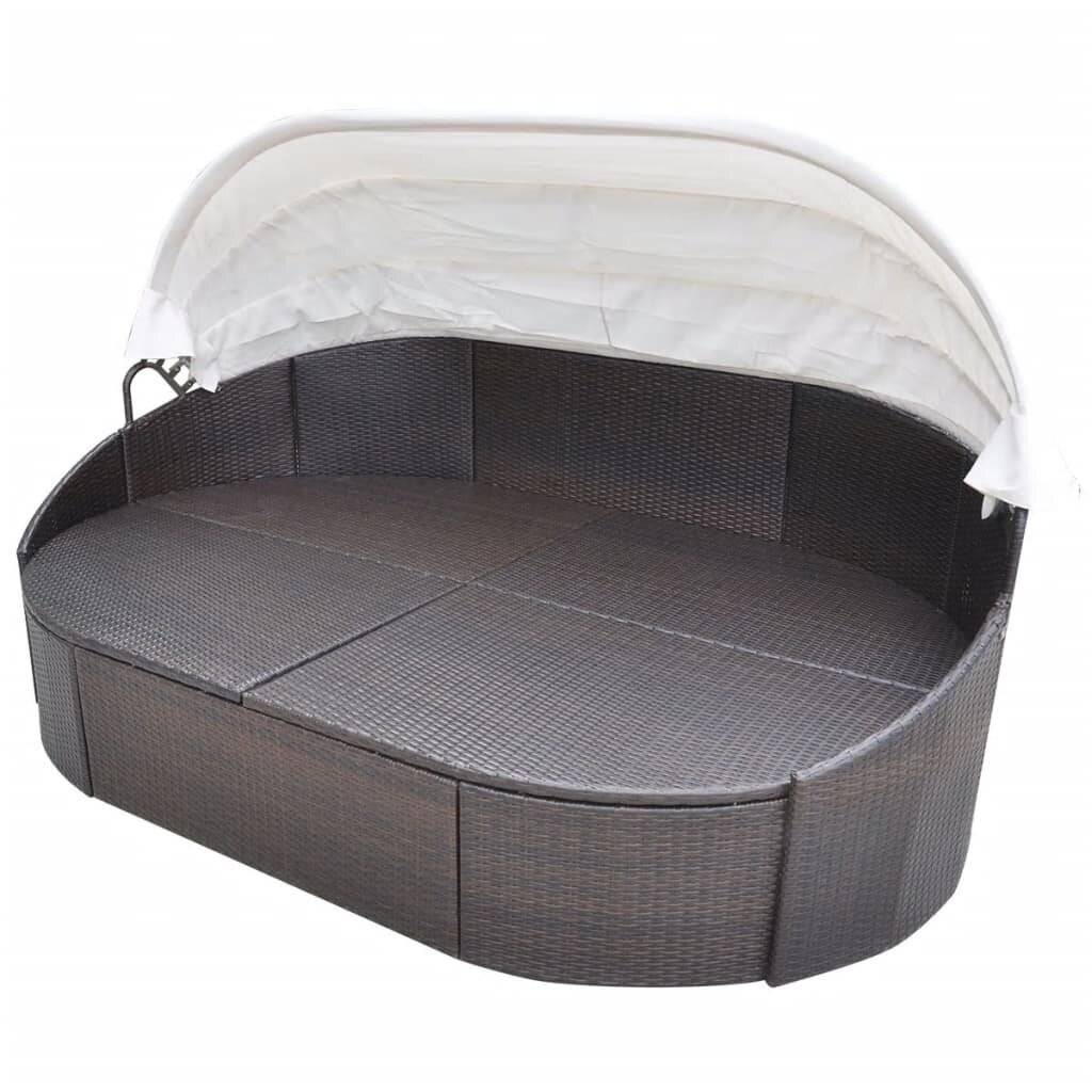 Garten-Sonneninsel mit Sonnendach Poly Rattan Braun-2