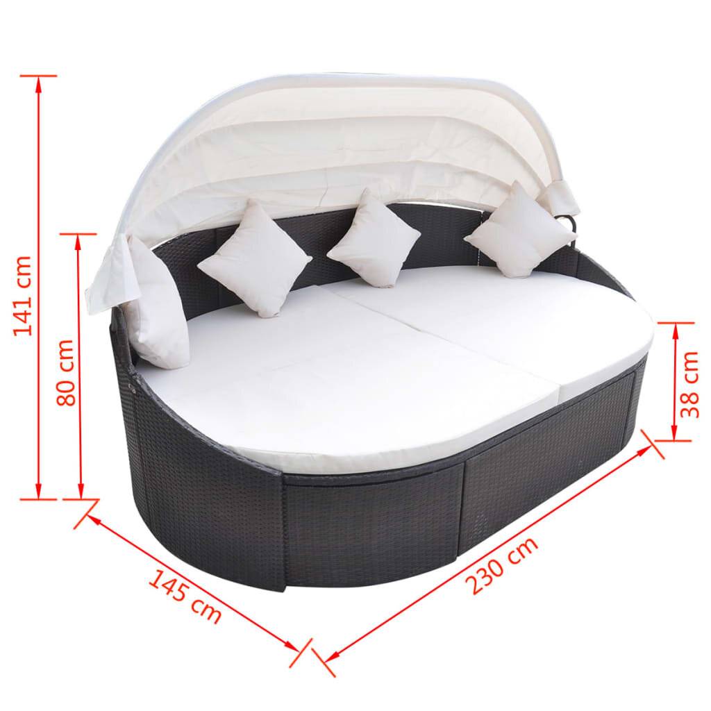 Garten-Sonneninsel mit Sonnendach Poly Rattan Braun-4