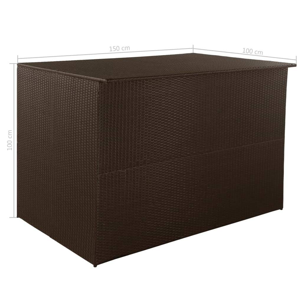 vidaXL Garden-Auflagenbox Braun 150x100x100 cm Poly Rattan-6