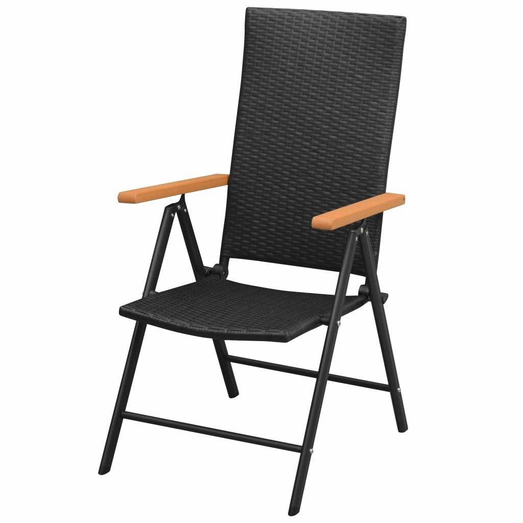 Stapelbare Gartenstühle 2 Stk. Poly Rattan Schwarz-1