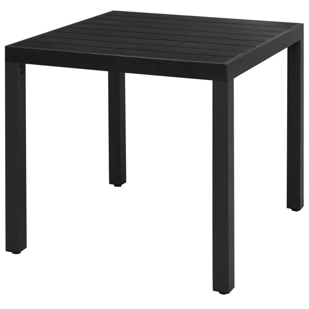vidaXL Gartentisch Schwarz 80x80x74 cm Aluminium und WPC-5