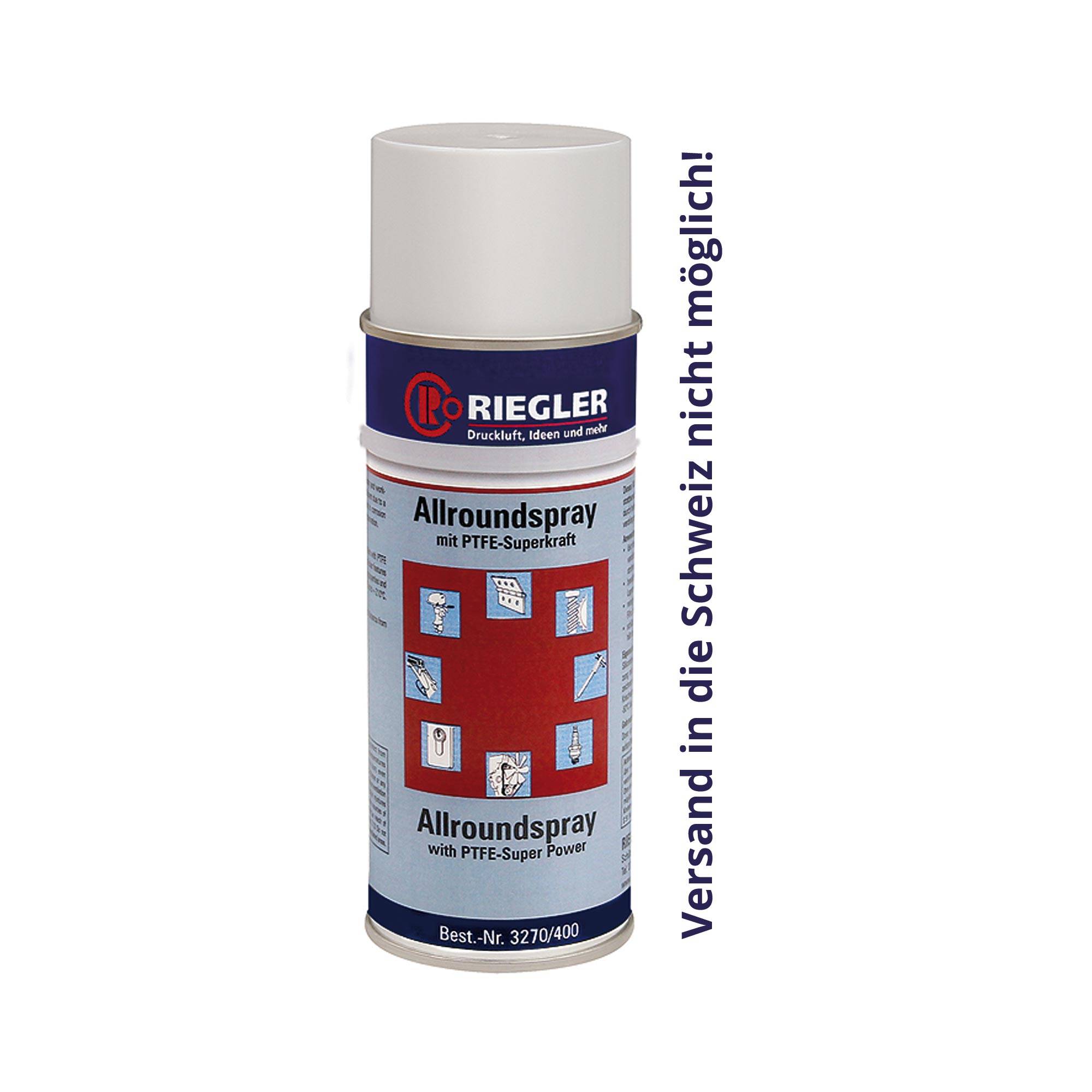 RIEGLER Allroundspray, PTFE-haltig, Korrosionsschutz, Reinigung, Wasserverdrängung, Schmierung, Konservierung, 400 ml PT-0