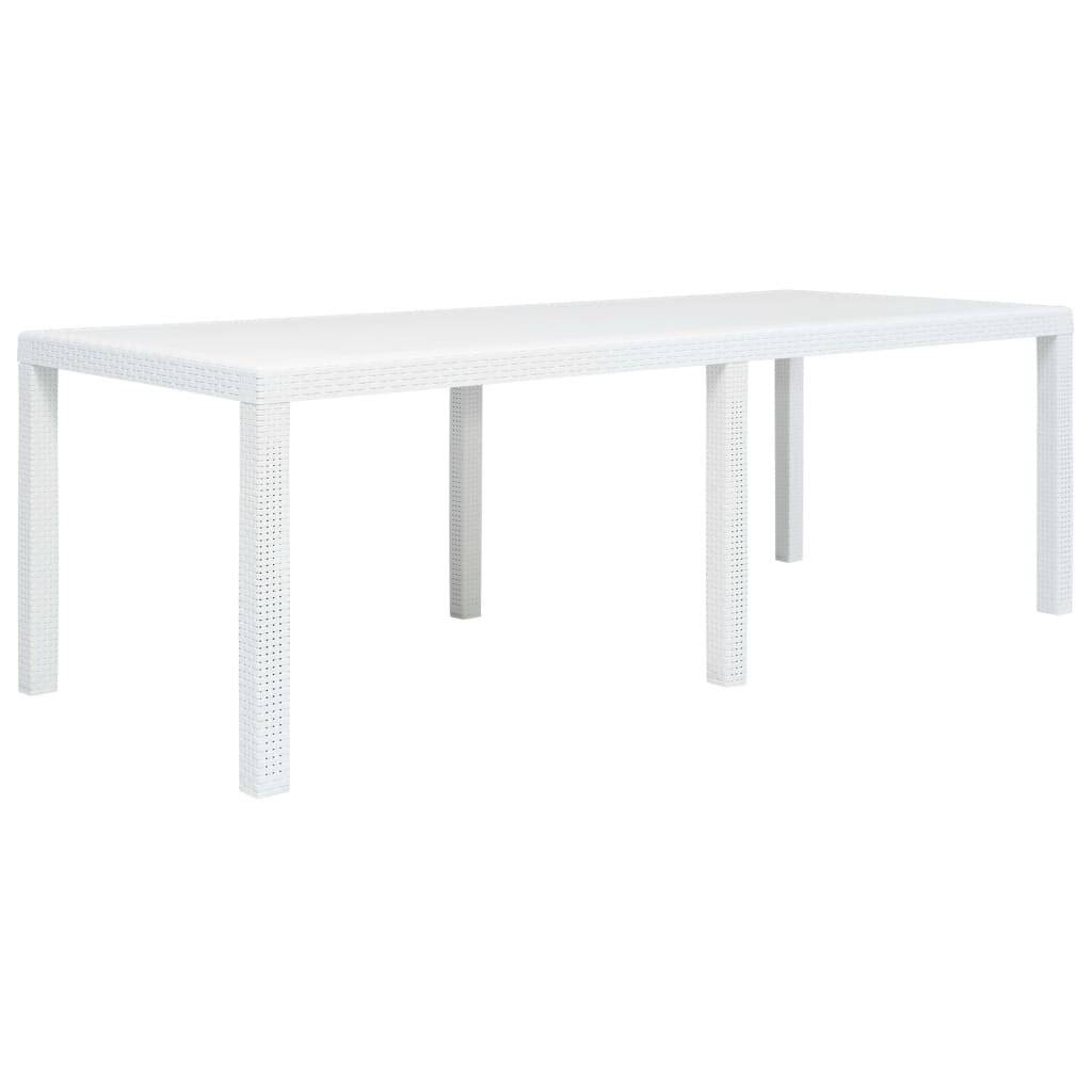 vidaXL Gartentisch Weiß 220x90x72 cm Kunststoff Rattan-Optik-5
