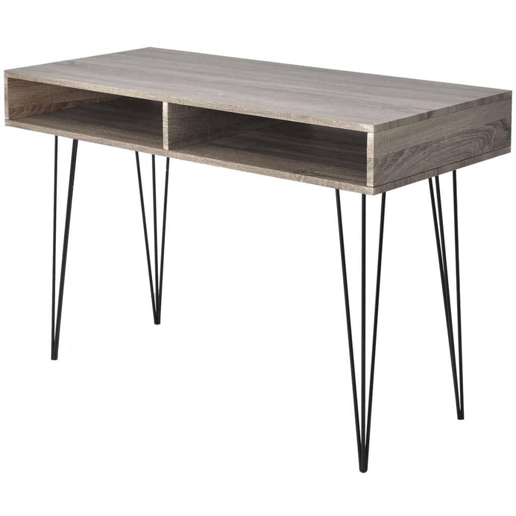 vidaXL Schreibtisch mit 2 Fächern Grau-4