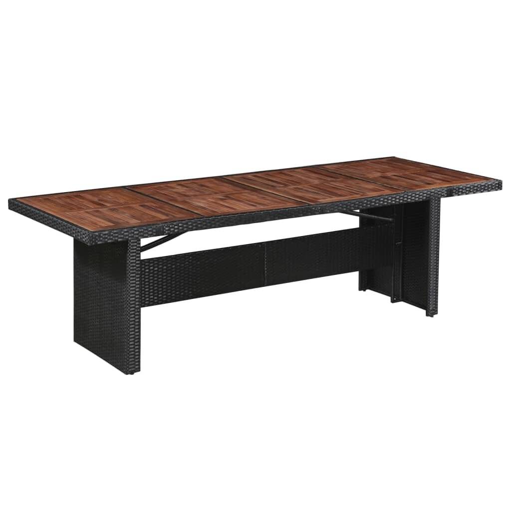 vidaXL Gartentisch 240x90x74 cm Poly Rattan und Massivholz Akazie-5