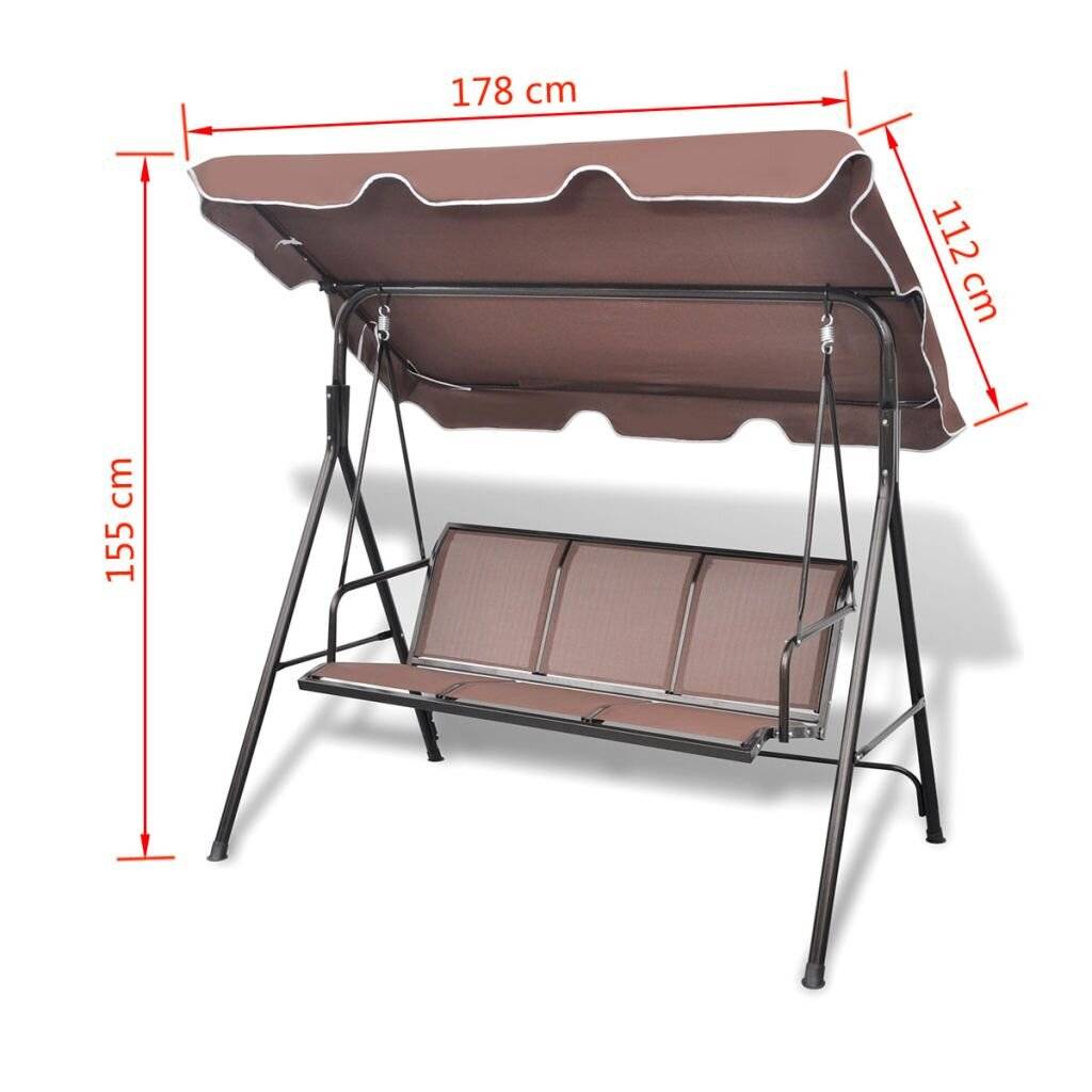 vidaXL Hollywoodschaukel mit Dach Kaffeebraun-5
