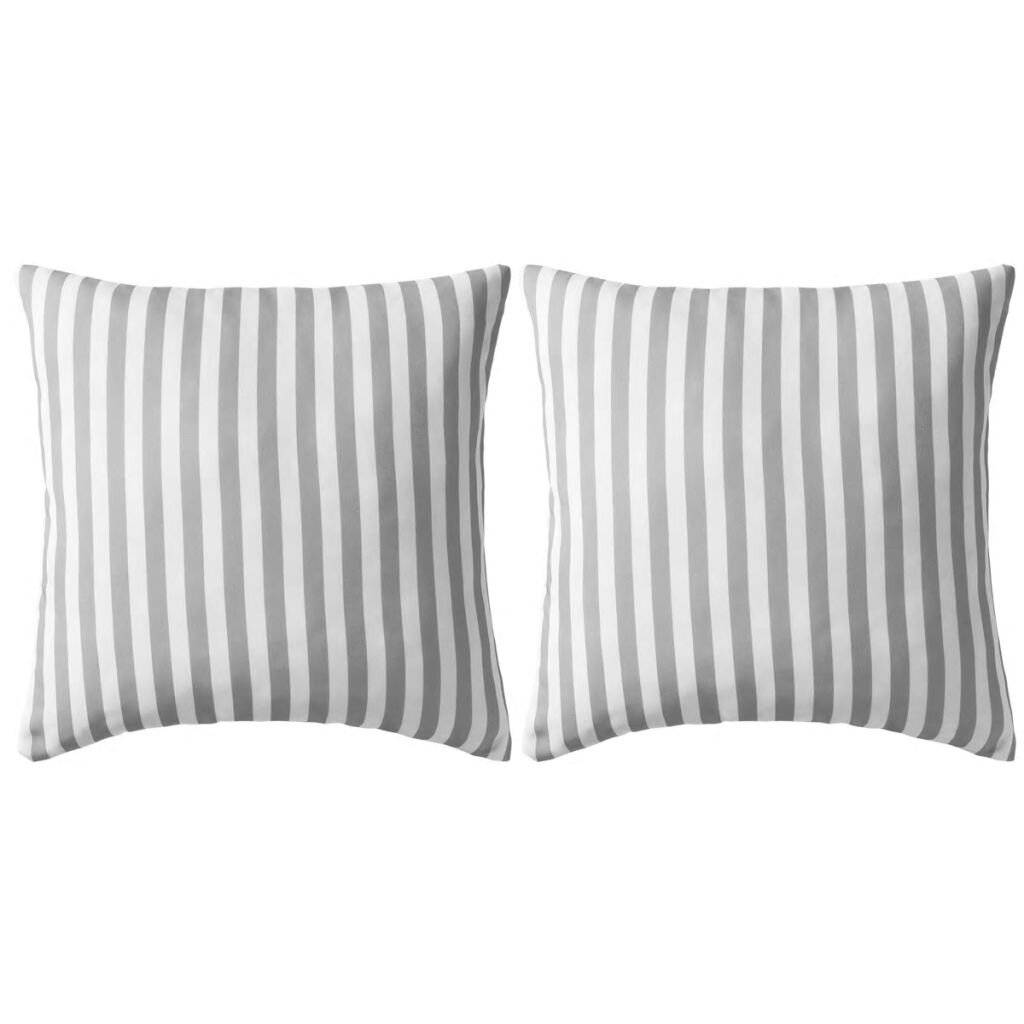 Gartenkissen 2 Stk. Streifenmuster 45 x 45 cm Grau-0