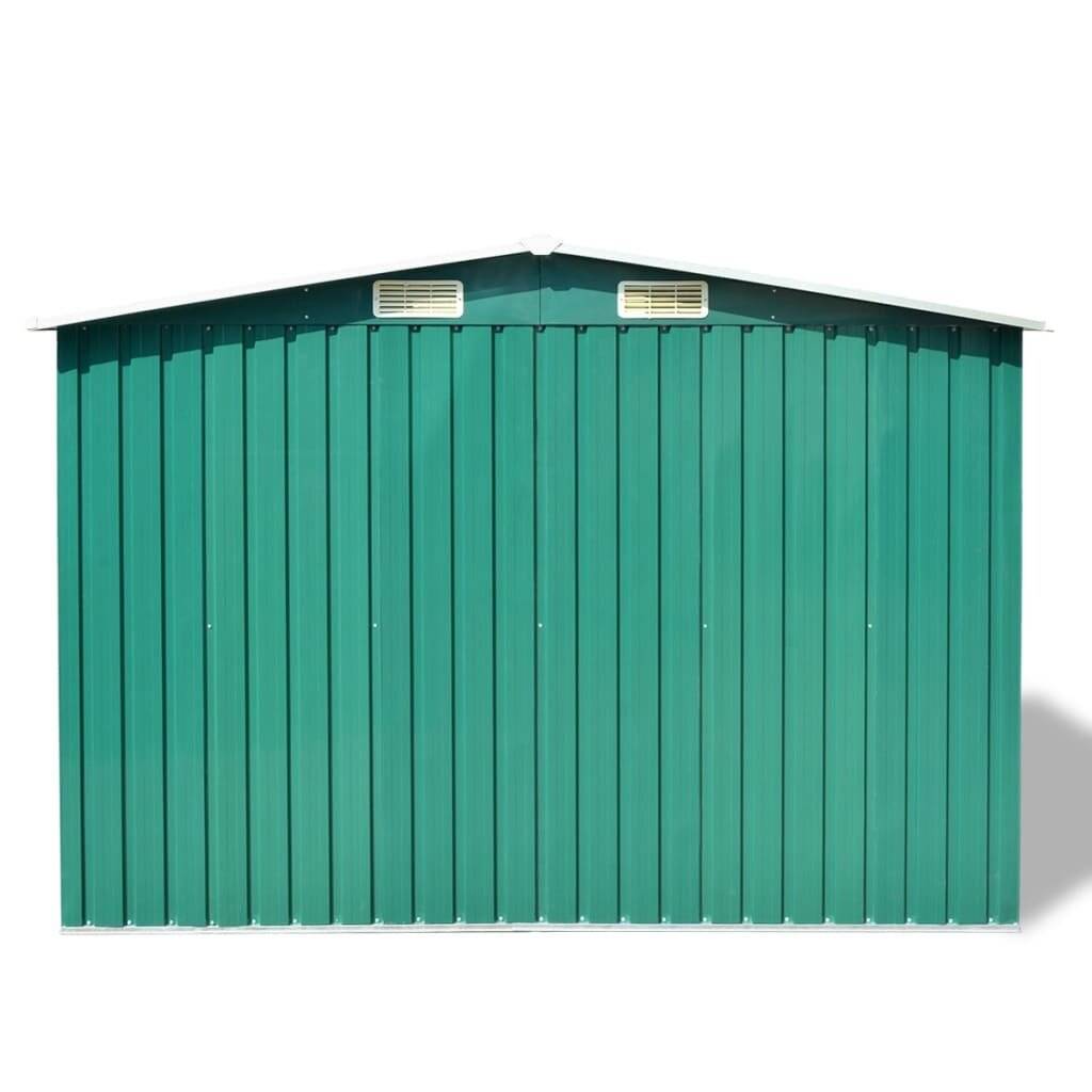 vidaXL Gartenschuppen Grün Metall 257 x 205 x 178 cm-5