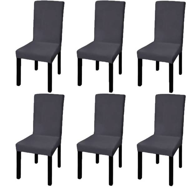 Gerade Stuhlhusse Stretchhusse 6 Stk Anthrazit