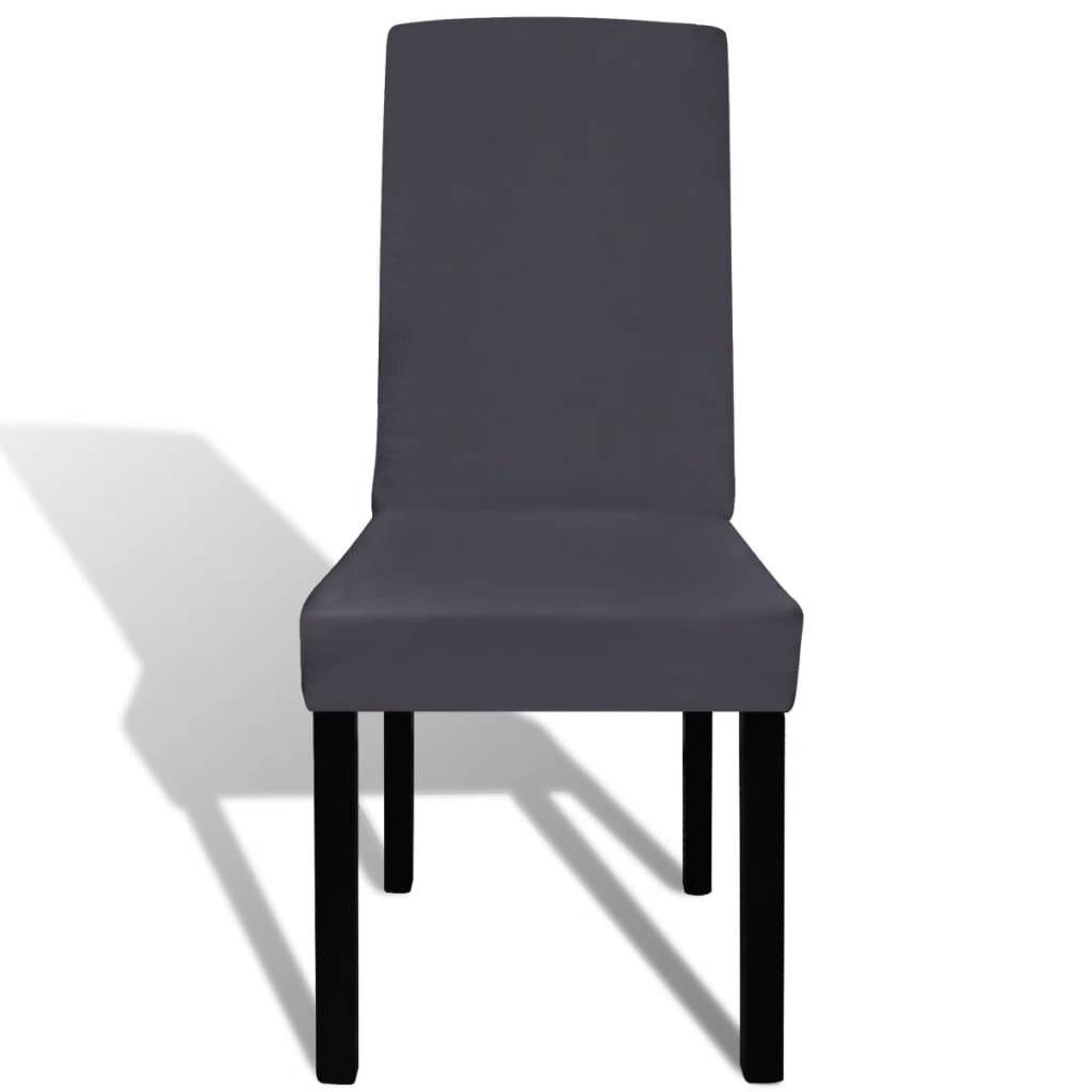 Gerade Stuhlhusse Stretchhusse 6 Stk Anthrazit-2